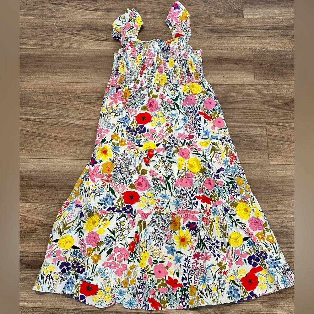 NWT! Anthropologie THML Floral Maxi Smocked Bodice Dress with Ruffle Sleeves - Picture 8 of 13